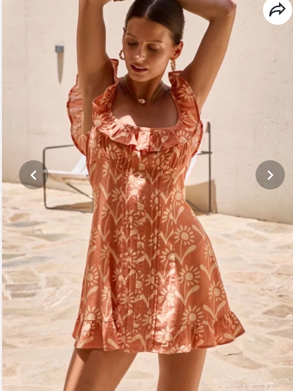 NWT Verge Girl Francis Floral Ruffle Button-Front Mini Dress Vista Colorway 4